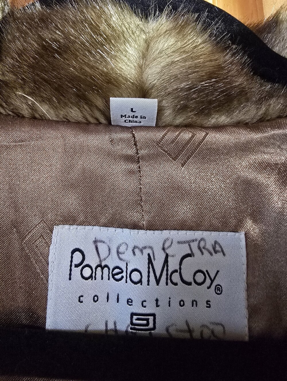 Vintage Pamela McCoy Faux Mink Full Length Coat Large - Picture 6 of 15
